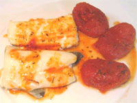 Bacalao al horno con tomate confitado