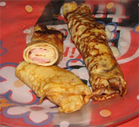 Crêpes de bacón y queso 