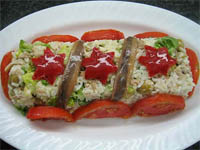 Pastel de ensalada de arroz