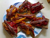 Pimientos asados con anchoas