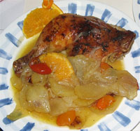 Pollo a la naranja al horno