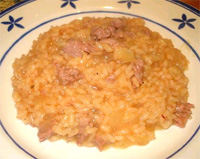 Risotto salchicha y azafrán